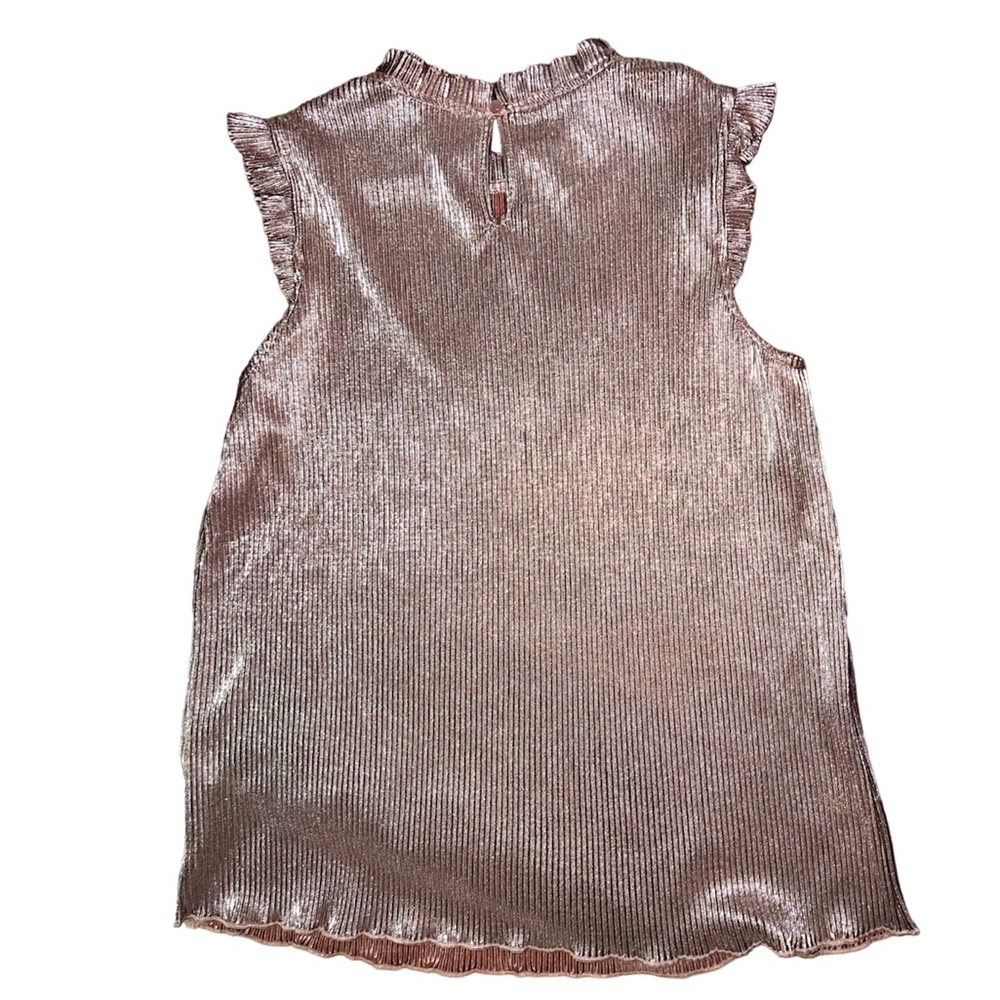 Adrianna Papell Rose Metallic pleated woven cap sleeve TOP  Large (Worn once) - Picture 6 of 6